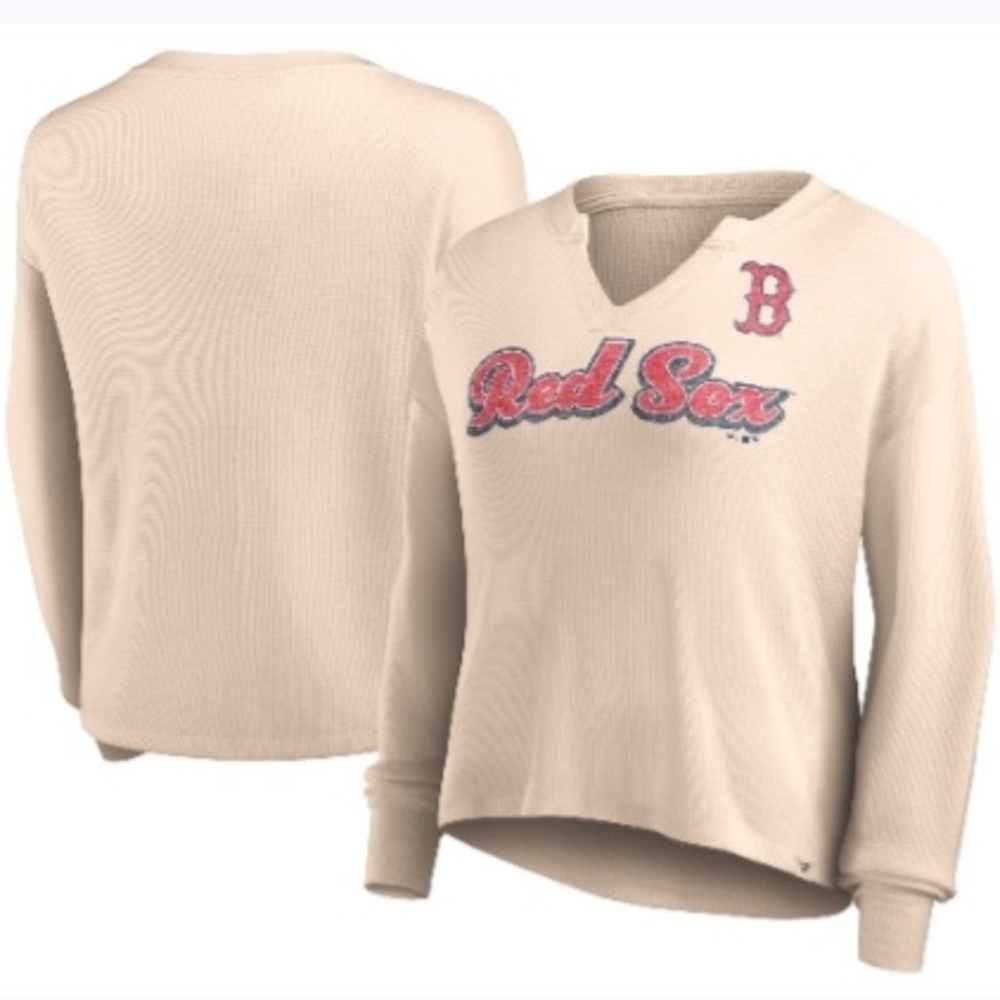 Women's Cream Top with Red Sox Logo 3x